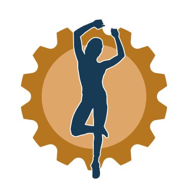 Hareketli bir kadın dansçının silueti. Dans eden zayıf bir kadının silueti..