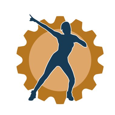 Hareketli bir kadın dansçının silueti. Dans eden zayıf bir kadının silueti..