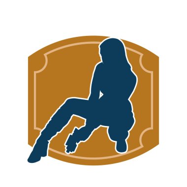 Sıska bir kadın savaşçının silueti makineli tüfekle poz veriyor.