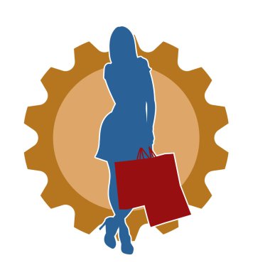 Sıska, alışveriş torbaları taşıyan genç bir kadının silueti. Alışveriş torbaları taşıyan, etkileyici pozlarda genç bir kadının silueti..