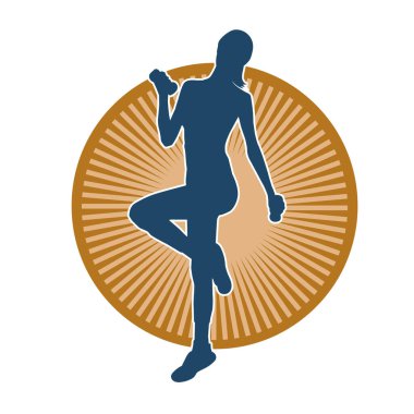 Sportif kadın silueti aerobik yapıyor. 