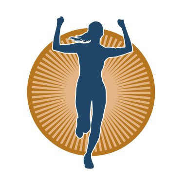 Sportif kadın silueti aerobik yapıyor. 