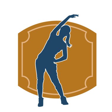 Sportif kadın silueti aerobik yapıyor. 