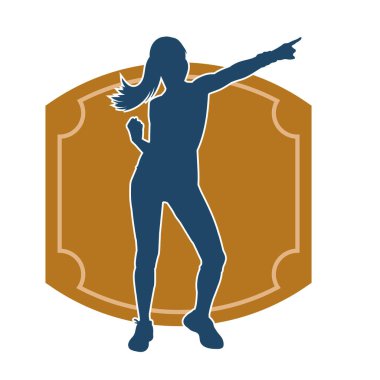 Sportif kadın silueti aerobik yapıyor. 