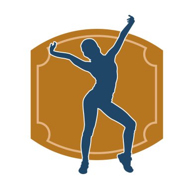 Sportif kadın silueti aerobik yapıyor. 