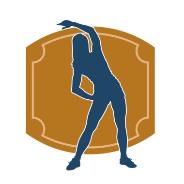 Sportif kadın silueti aerobik yapıyor. 