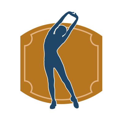 Sportif kadın silueti aerobik yapıyor. 