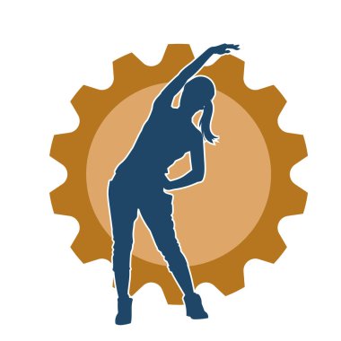 Sportif kadın silueti aerobik yapıyor. 