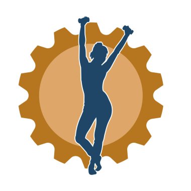 Sportif kadın silueti aerobik yapıyor. 