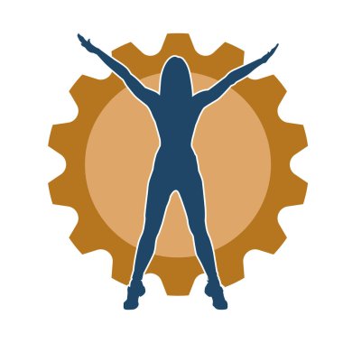 Sportif kadın silueti aerobik yapıyor. 