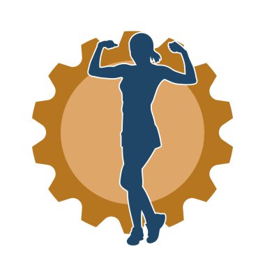 Sportif kadın silueti aerobik yapıyor. 