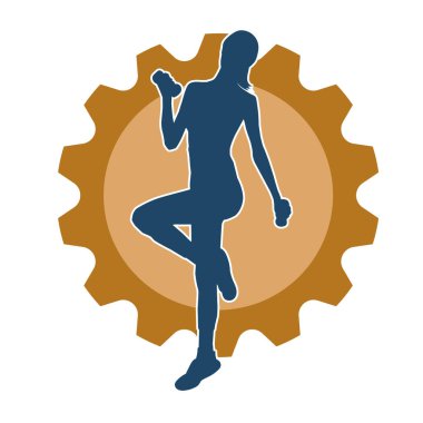 Sportif kadın silueti aerobik yapıyor. 