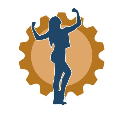 Sportif kadın silueti aerobik yapıyor. 