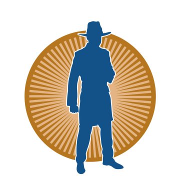 Uzun paltolu ve kovboy şapkalı bir adamın silueti.