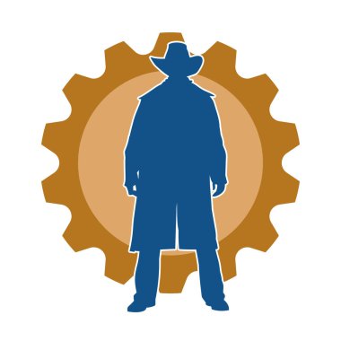 Uzun paltolu ve kovboy şapkalı bir adamın silueti.