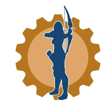 Dişi okçu bir dövüşçünün silueti ok ve yayla pozisyonunu alıyor..