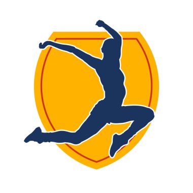 Zıplayan sağlıklı, zayıf bir kadının silueti.