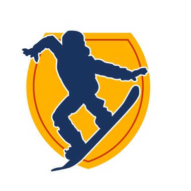 Erkek dağ kayağı silueti. Kayak tahtasıyla atlayan bir adamın silüeti.