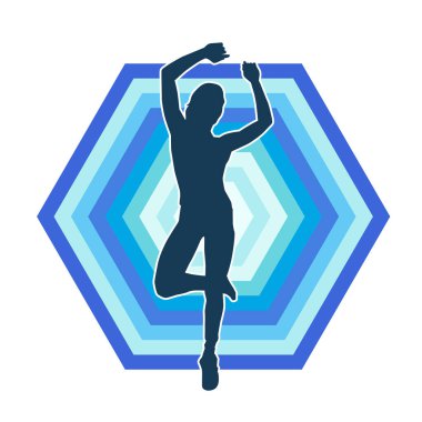 Hareketli bir kadın dansçının silueti. Dans eden zayıf bir kadının silueti..