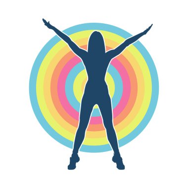 Sportif kadın silueti aerobik yapıyor. 