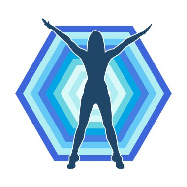 Sportif kadın silueti aerobik yapıyor. 