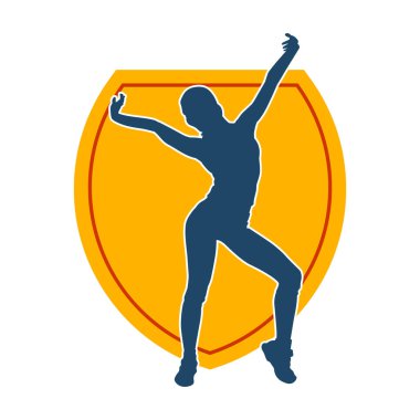 Sportif kadın silueti aerobik yapıyor. 
