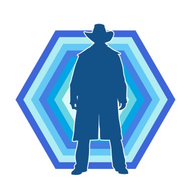 Uzun paltolu ve kovboy şapkalı bir adamın silueti.