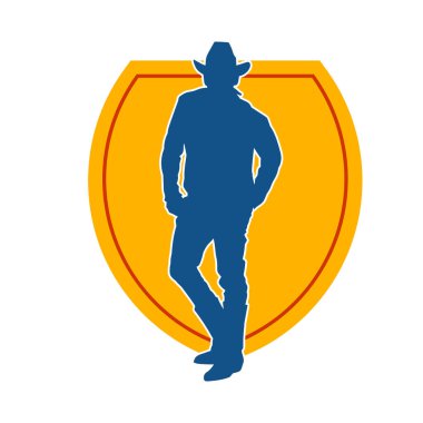 Kovboy kıyafeti giymiş zayıf bir erkek modelin silueti.