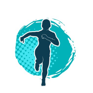 Koşan bir kadının silueti. Dişi bir koşunun silueti.