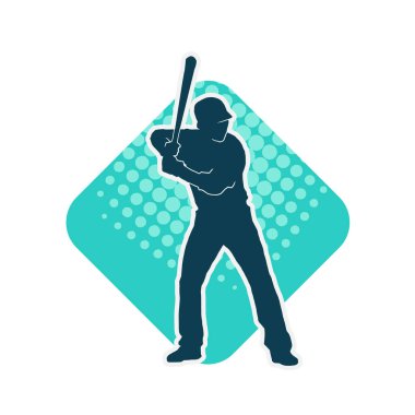 Erkek beyzbol oyuncusu vektör silueti. Beyzbol oynayan bir adamın silueti..