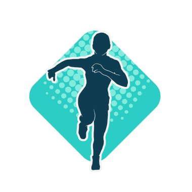 Koşan bir kadının silueti. Dişi bir koşunun silueti.