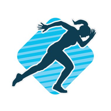 Koşan bir kadının silueti. Dişi bir koşunun silueti.