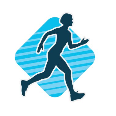 Koşan bir kadının silueti. Dişi bir koşunun silueti.