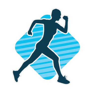 Koşan bir kadının silueti. Dişi bir koşunun silueti.