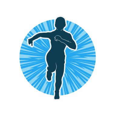 Koşan bir kadının silueti. Dişi bir koşunun silueti.