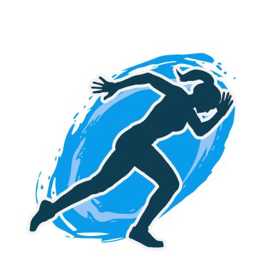 Koşan bir kadının silueti. Dişi bir koşunun silueti.