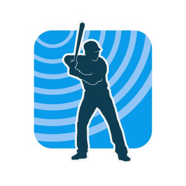 Erkek beyzbol oyuncusu vektör silueti. Beyzbol oynayan bir adamın silueti..