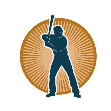 Erkek beyzbol oyuncusu vektör silueti. Beyzbol oynayan bir adamın silueti..