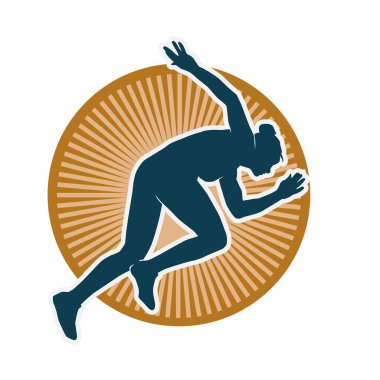 Koşan bir kadının silueti. Dişi bir koşunun silueti.