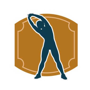 Sportif kadın silueti aerobik yapıyor. 