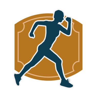 Koşan bir kadının silueti. Dişi bir koşunun silueti.