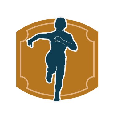 Koşan bir kadının silueti. Dişi bir koşunun silueti.