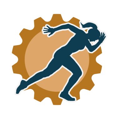 Koşan bir kadının silueti. Dişi bir koşunun silueti.