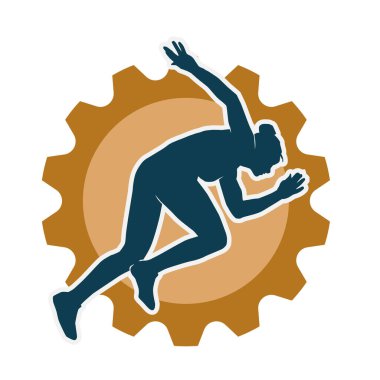 Koşan bir kadının silueti. Dişi bir koşunun silueti.