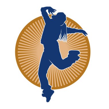 Modern dansçı pozunun silueti. Hip hop dansı yapan genç bir kızın silueti.