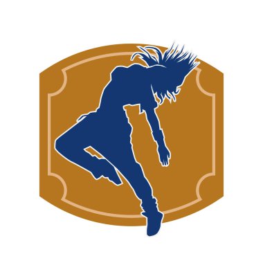 Modern dansçı pozunun silueti. Hip hop dansı yapan genç bir kızın silueti.