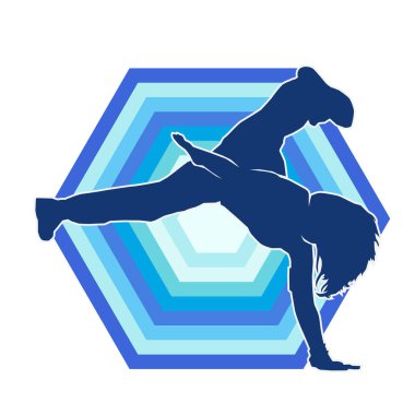 Dans eden ve amuda kalkma pozu veren genç bir kızın silueti. 