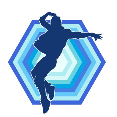 Modern dansçı pozunun silueti. Hip hop dansı yapan genç bir kızın silueti.