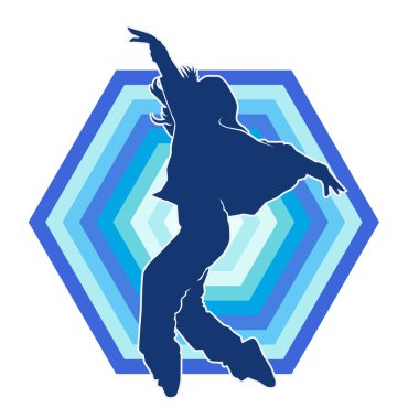 Modern dansçı pozunun silueti. Hip hop dansı yapan genç bir kızın silueti.