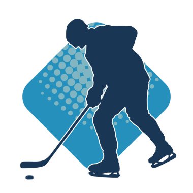 Kasklı ve üniformalı bir buz hokeyi oyuncusunun silueti.